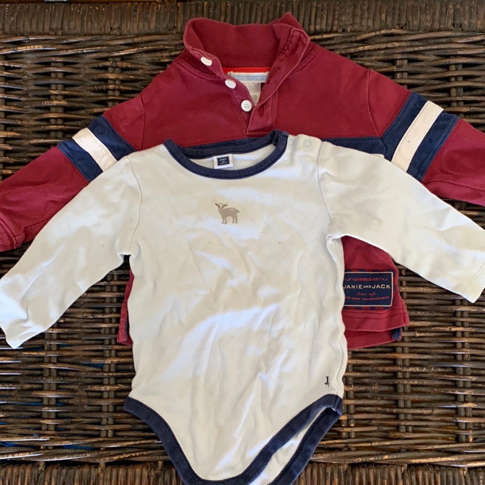 Janie and Jack long sleeve shirts, 6-12 months, 2 pieces